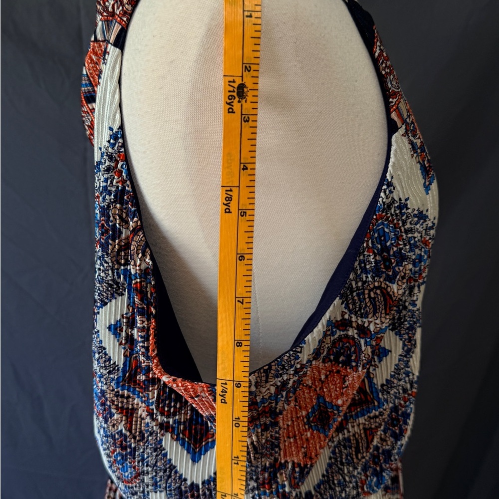 Christopher & Banks CB Established 1962 Pleated Maxi Dress Sz 16 Navy Orange - Picture 4 of 9